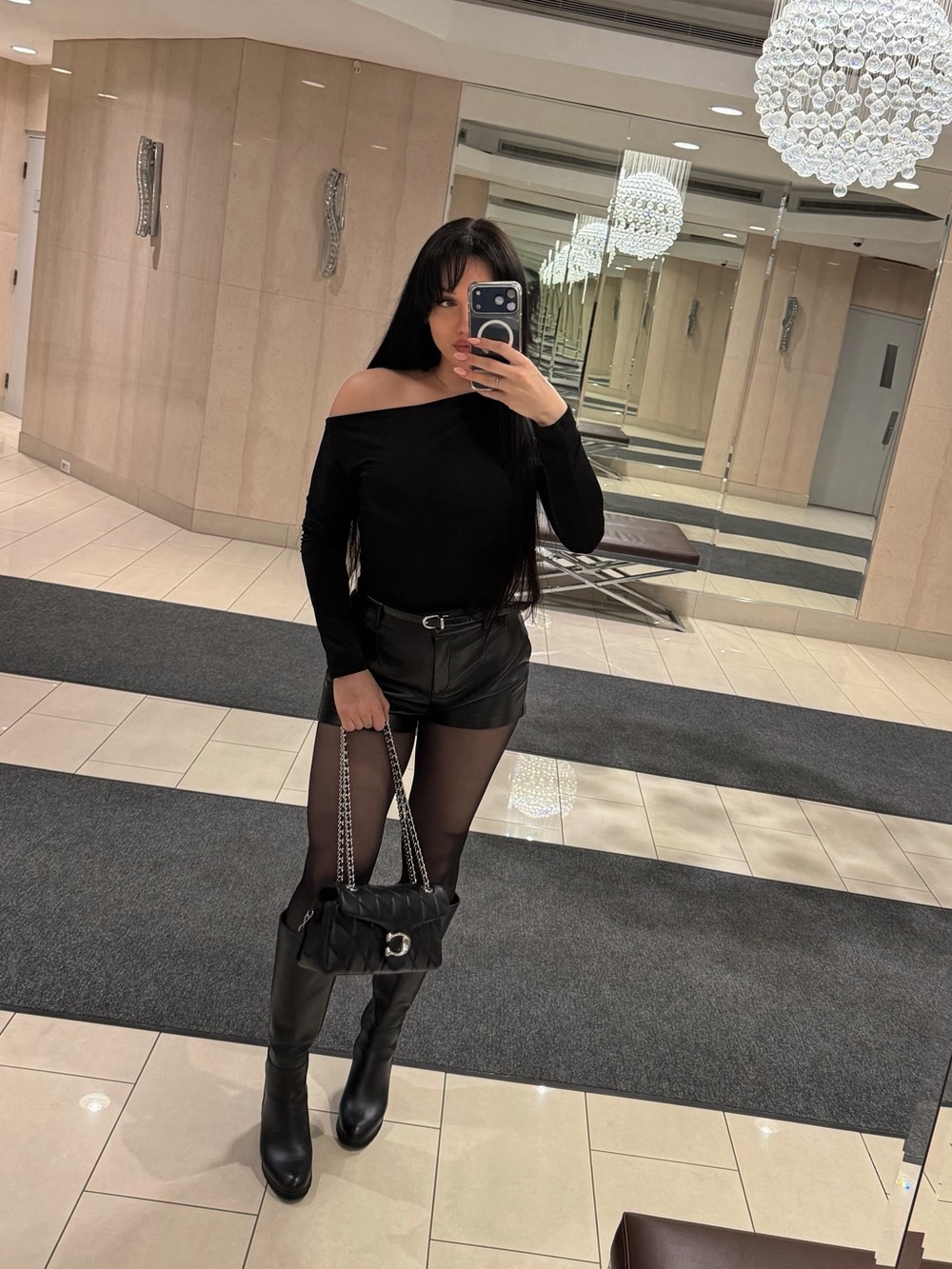 Fashion Nova Black One-Shoulder Long Sleeve Top